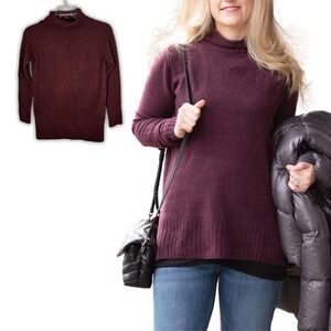 GOODTHREADS Burgundy Marled Mock Neck Wool Blend Sweater Oversized Womens XS